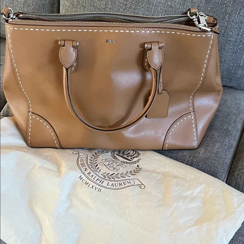 Ralph Lauren Brown Leather Satchel - Picture 1 of 4